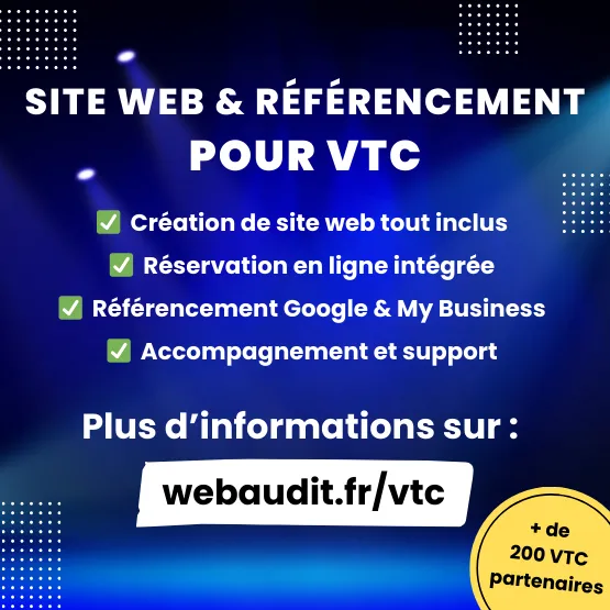 Publicité Webaudit pour la création de sites internet et le référencement des VTC