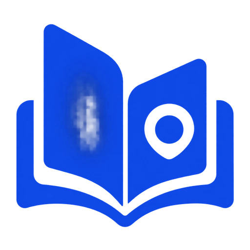 Logo de l’Annuaire professionnel associant un livre ouvert et un repère bleu cobalt.